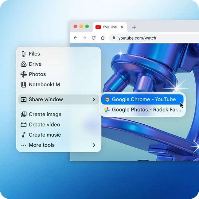 Gemini answering questions based on a shared window